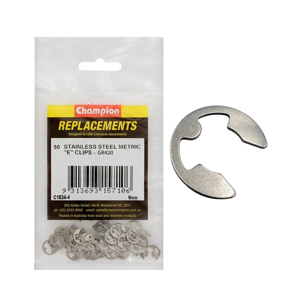 Grab Kit Refill - E Clip Stainless Steel 6 mm Pk 50_255173_C1824-4