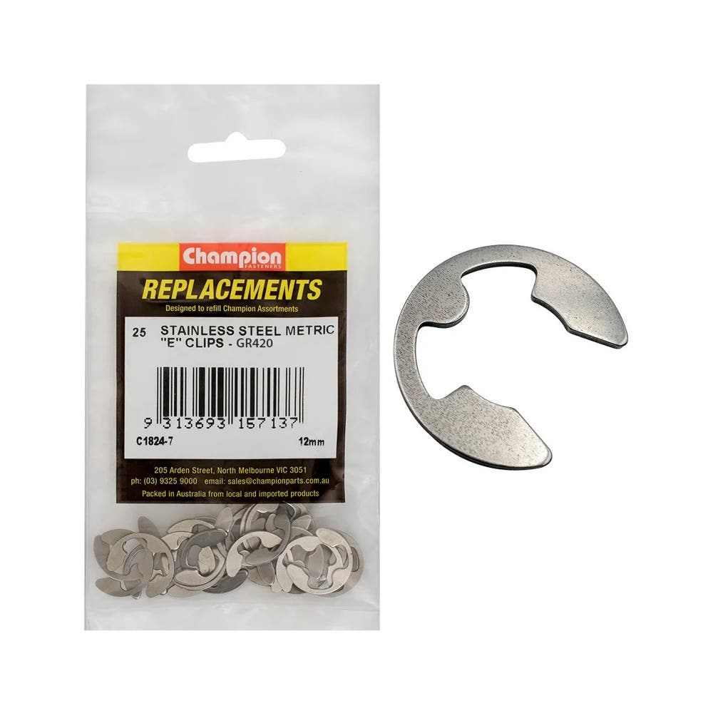 Grab Kit Refill - E Clip Stainless Steel 12mm Pk 25_191559_C1824-7