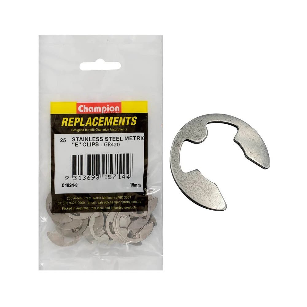 Grab Kit Refill - E Clip Stainless Steel 15mm Pk 25_191560_C1824-8