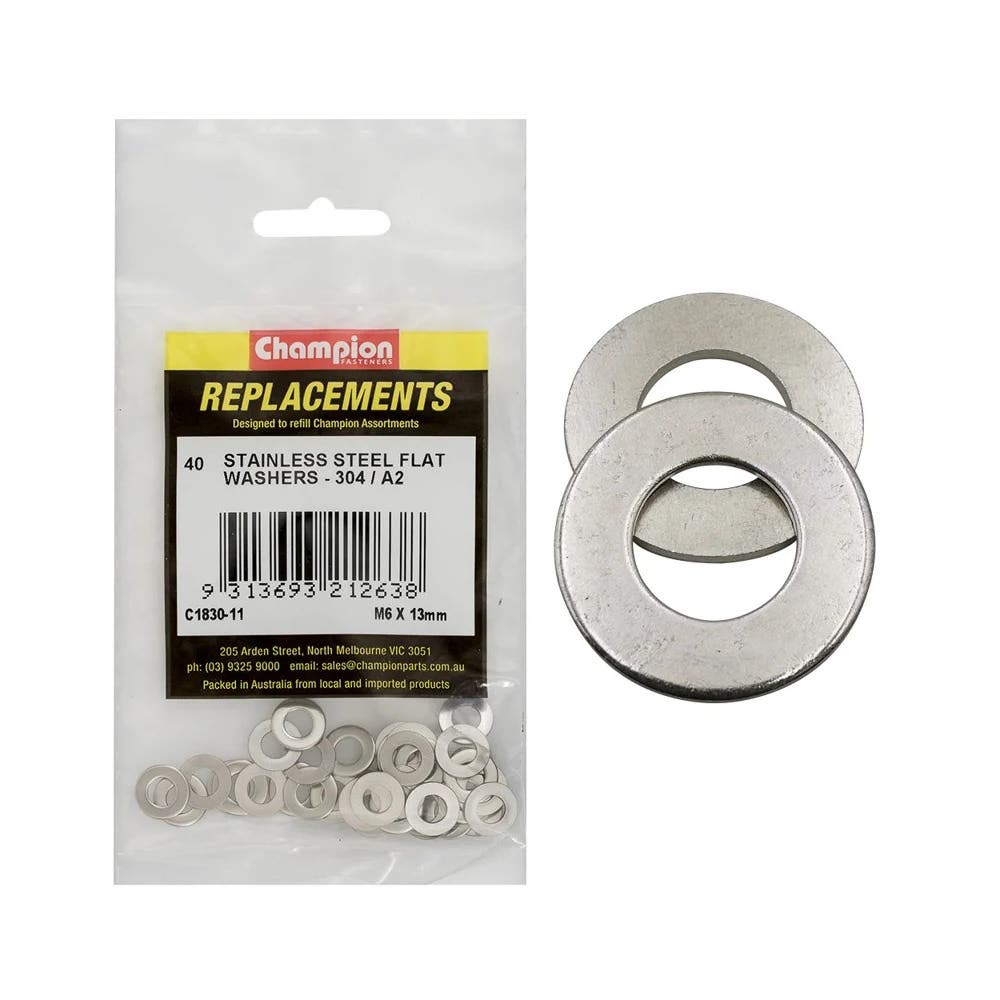 Grab Kit Refill - Washer Flat 304 Stainless Steel 6 x 13mm Pk 40_265780_C1830-11