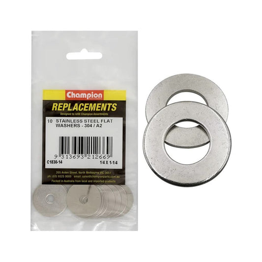 Grab Kit Refill - Washer Flat 304 Stainless Steel 1/4 x 1-1/4'' Pk 10_93290146_C1830-14