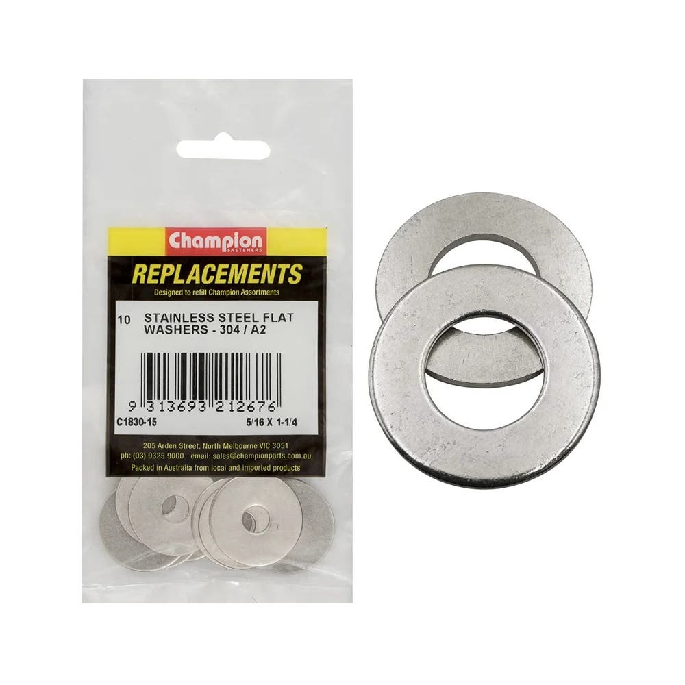 Grab Kit Refill - Washer Flat 304 Stainless Steel 1/16 x 1-1/4'' Pk 10_93290147_C1830-15