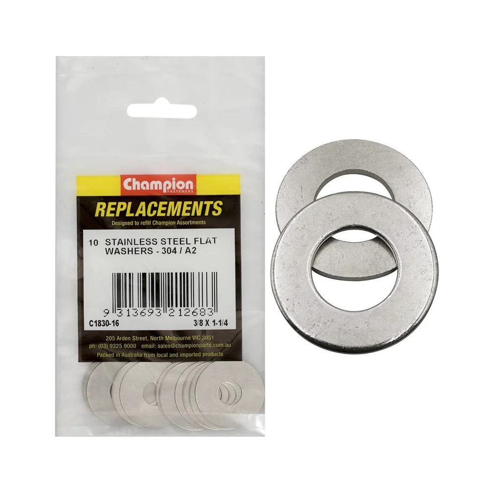 Grab Kit Refill - Washer Flat 304 Stainless Steel 1/8 x 1-1/4'' Pk 10_93290148_C1830-16