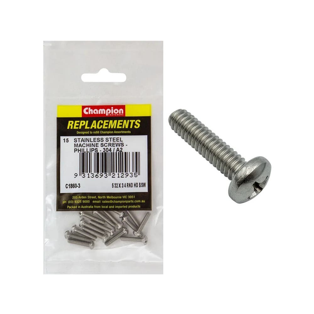 Grab Kit Refill - Screw Machine 304 S/Steel BSW 5/32 x 3/4'' Pk 15_93298148_C1860-3