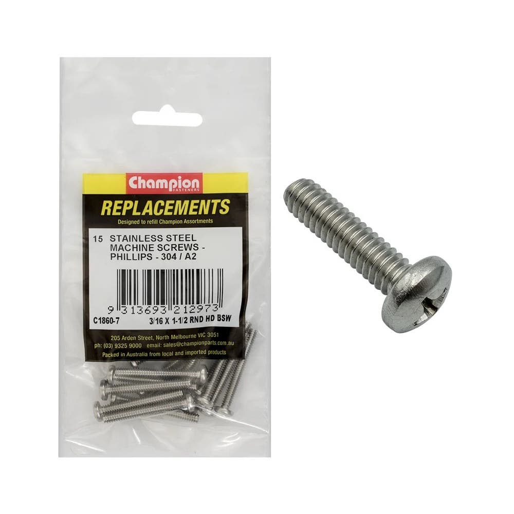 Grab Kit Refill - Screw Machine 304 S/Steel BSW 3/16 x 1-1/2'' Pk 15_269439_C1860-7
