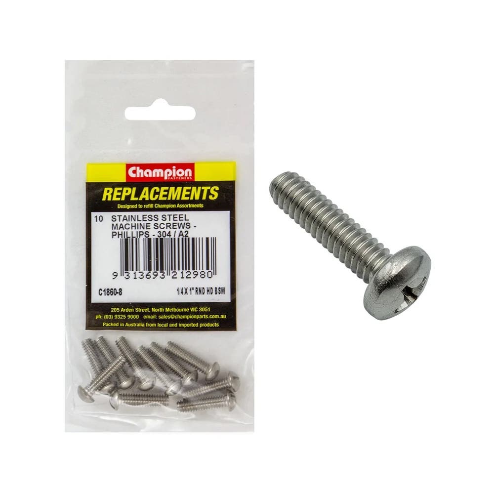 Grab Kit Refill - Screw Machine 304 S/Steel BSW 1/4 x 1'' Pk 10_213064_C1860-8
