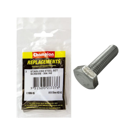 304 Stainless Steel Screw Set Hex Head Grab Kit Refill 10 x 50mm Pk 3_93298104_C1880-16