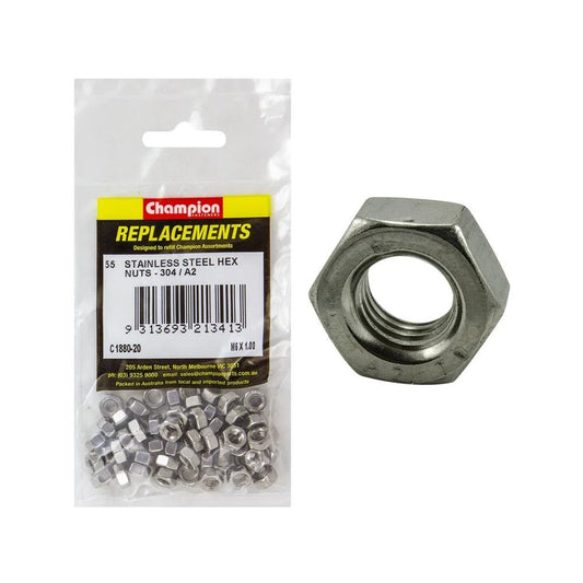 Grab Kit Refill - Nut Hex Head 304 Stainless Steel 6 x 1.0mm Pk 55_93298124_C1880-20