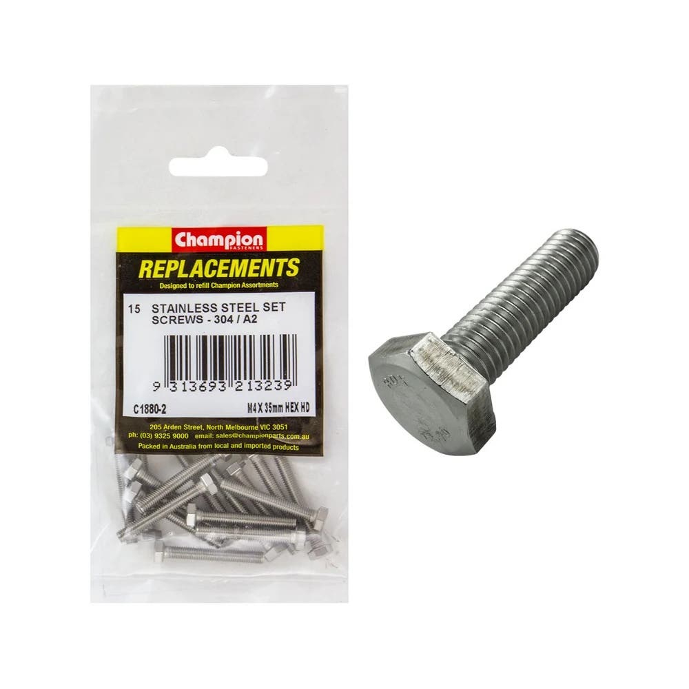 Grab Kit Refill - Screw Set Hex Head 304 Stainless Steel 4 x 35mm Pk 15_93298120_C1880-2