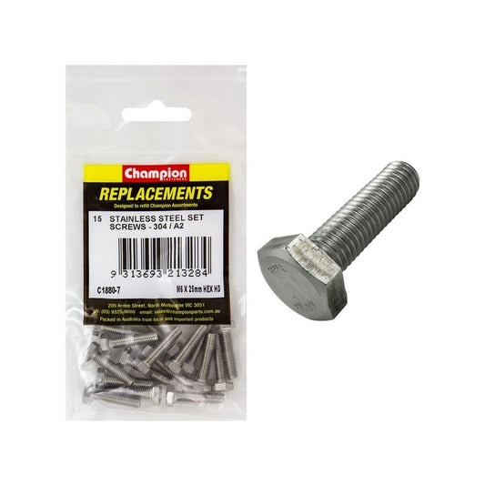 Grab Kit Refill - Screw Set Hex Head 304 Stainless Steel 6 x 25mm Pk 15_93298091_C1880-7