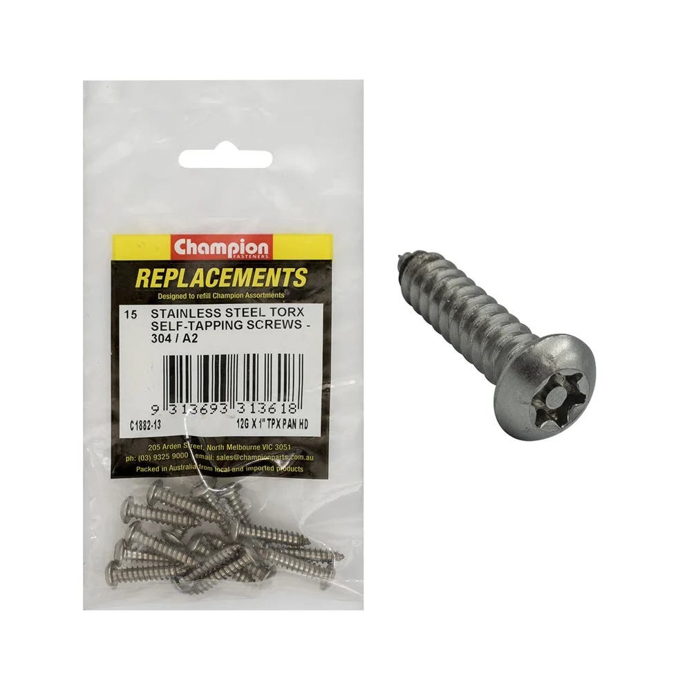 Grab Kit Refill - Screw Self Tapping Pan Head Torx 304SS 12G x 1'' Pk 15_171029_C1882-13