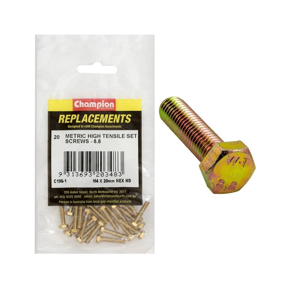 Grab Kit Refill - Screw Set Hex Head Grade 8.8 Zinc 4 x 20mm Pk 20 98889777_98889777_C196-1