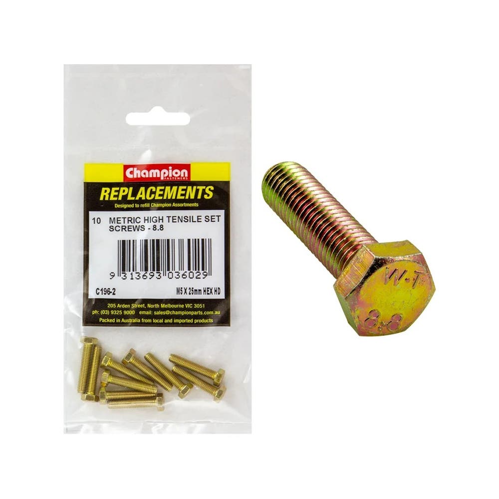 Grab Kit Refill - Screw Set Hex Head Grade 8.8 Zinc 5 x 25mm Pk 10 98889778_98889778_C196-2