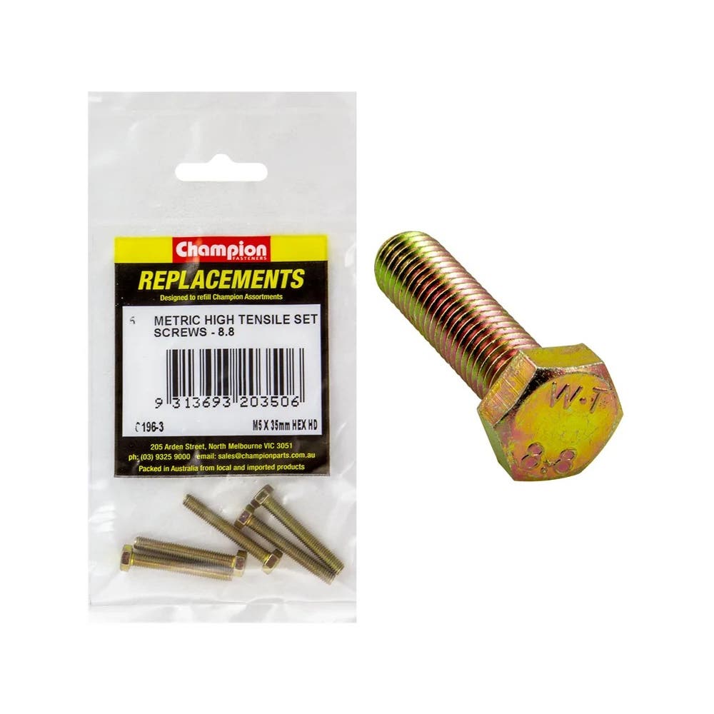 Grab Kit Refill - Screw Set Hex Head Grade 8.8 Zinc 5 x 35mm Pk 5_98889860_C196-3