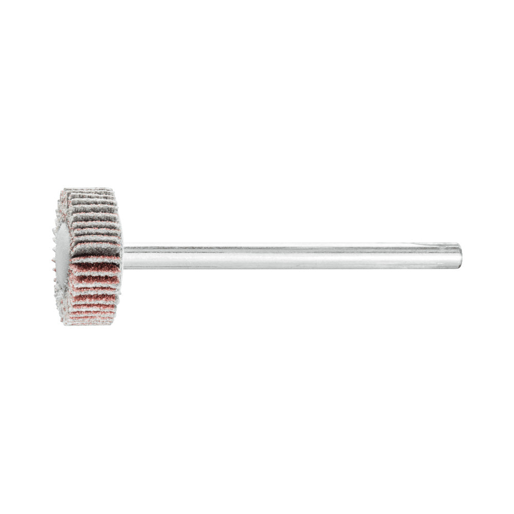 Alum oxide mounted flap wheel F 15x5 mm shank 3 mm A120 fine grind/finish_40108244_44400024