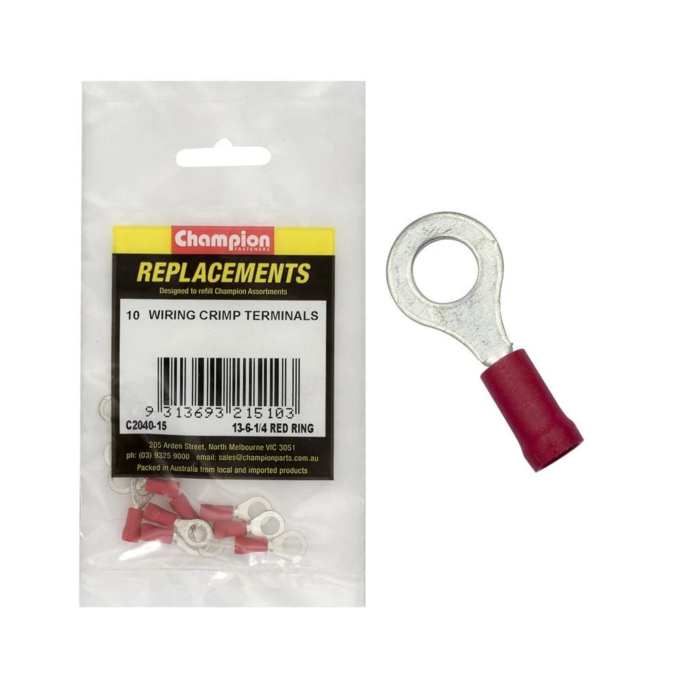 Grab Kit Refill - Terminal Wire Crimp 13-6 1/4'' Red Ring Pk 10_255527_C2040-15