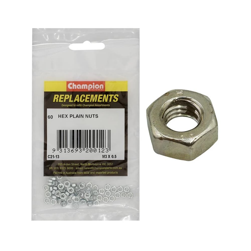Grab Kit Refill - Nut Hex Head Zinc 3 x 0.5mm Pk 60_173683_C21-13