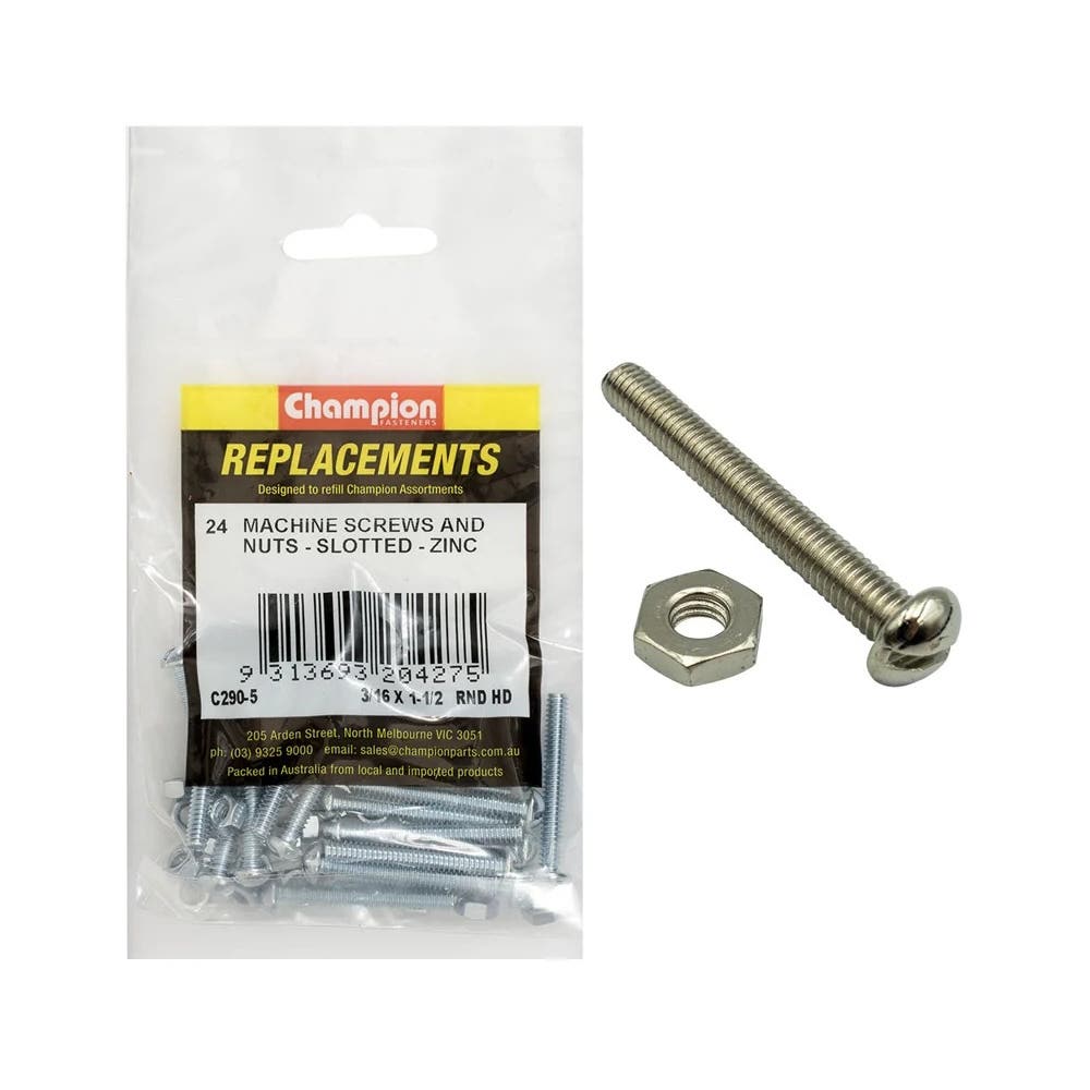 Grab Kit Refill - Screw Machine Round Slot Zinc BSW 3/16 x 1-1/2'' Pk 24 98889795_98889795_C290-5