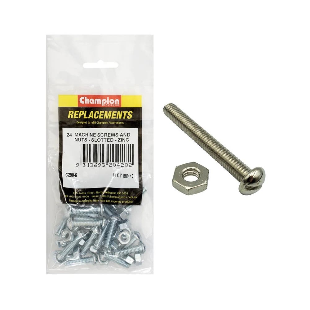 Grab Kit Refill - Screw Machine Round Slot Zinc BSW 1/4 x 1'' Pk 24_93290110_C290-6