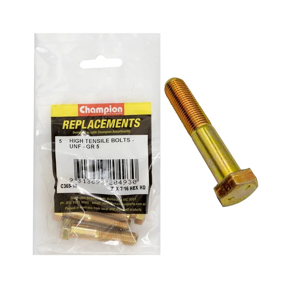 Grab Kit Refill - Bolt Hex Head Grade 5 Zinc UNF 7/16 x 2'' Pk 5_93298050_C365-14