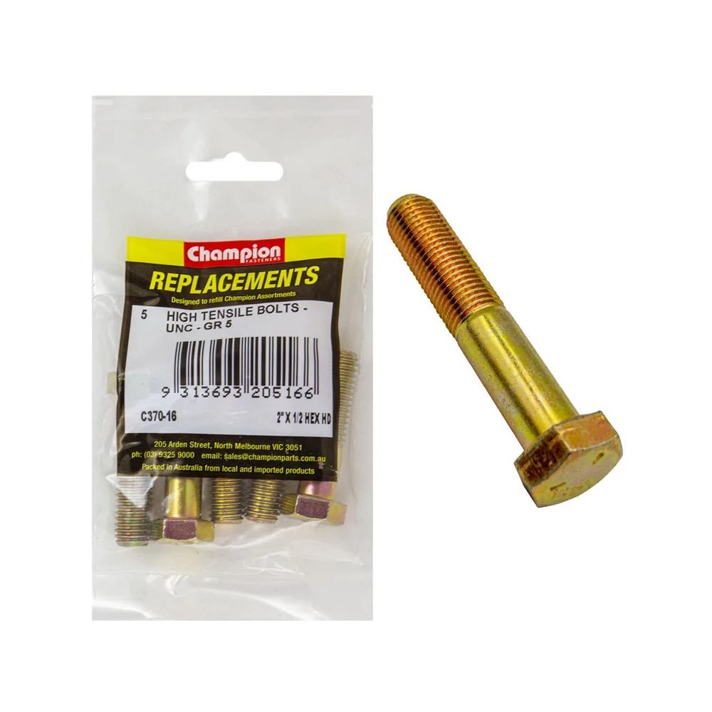 Grab Kit Refill - Bolt Hex Head Grade 5 Zinc UNC 1/2 x 2'' Pk 5_213201_C370-16