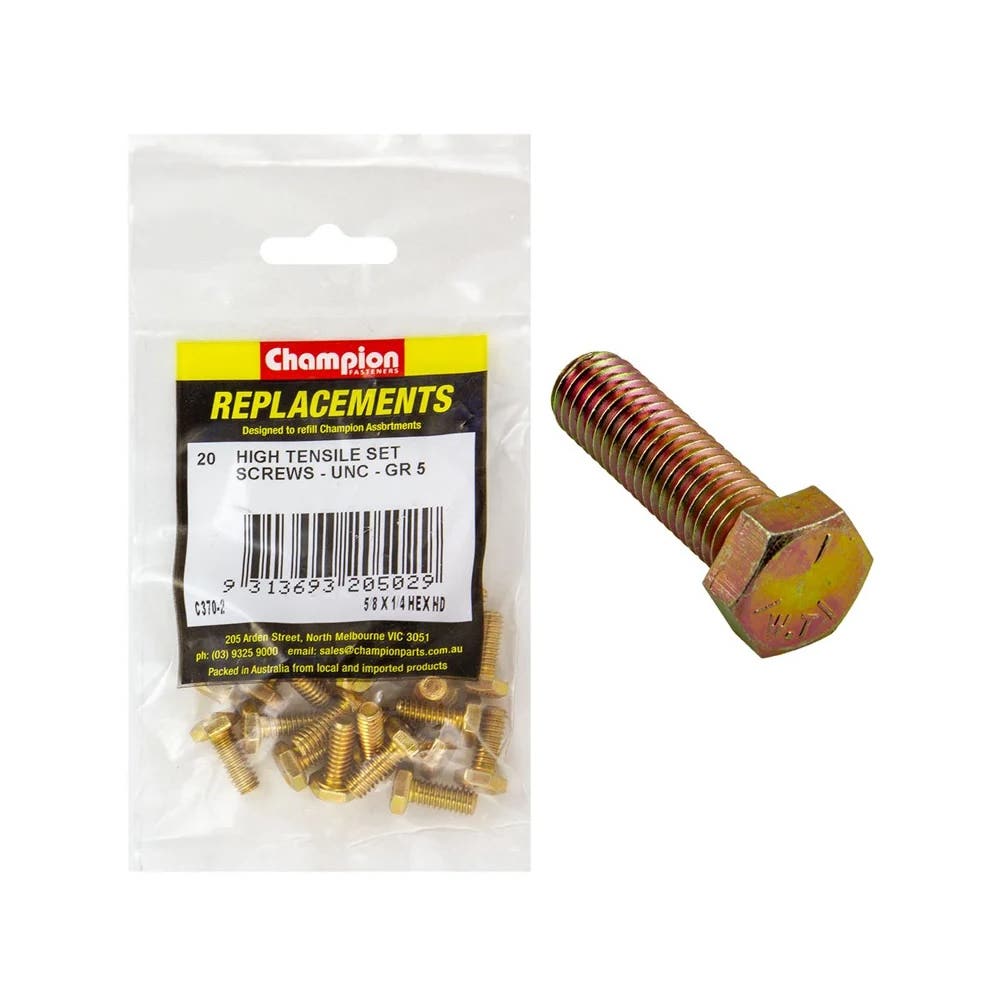 Grab Kit Refill - Screw Set Hex Head Grade 5 Zinc UNC 1/4 x 5/8'' Pk 20_213197_C370-2