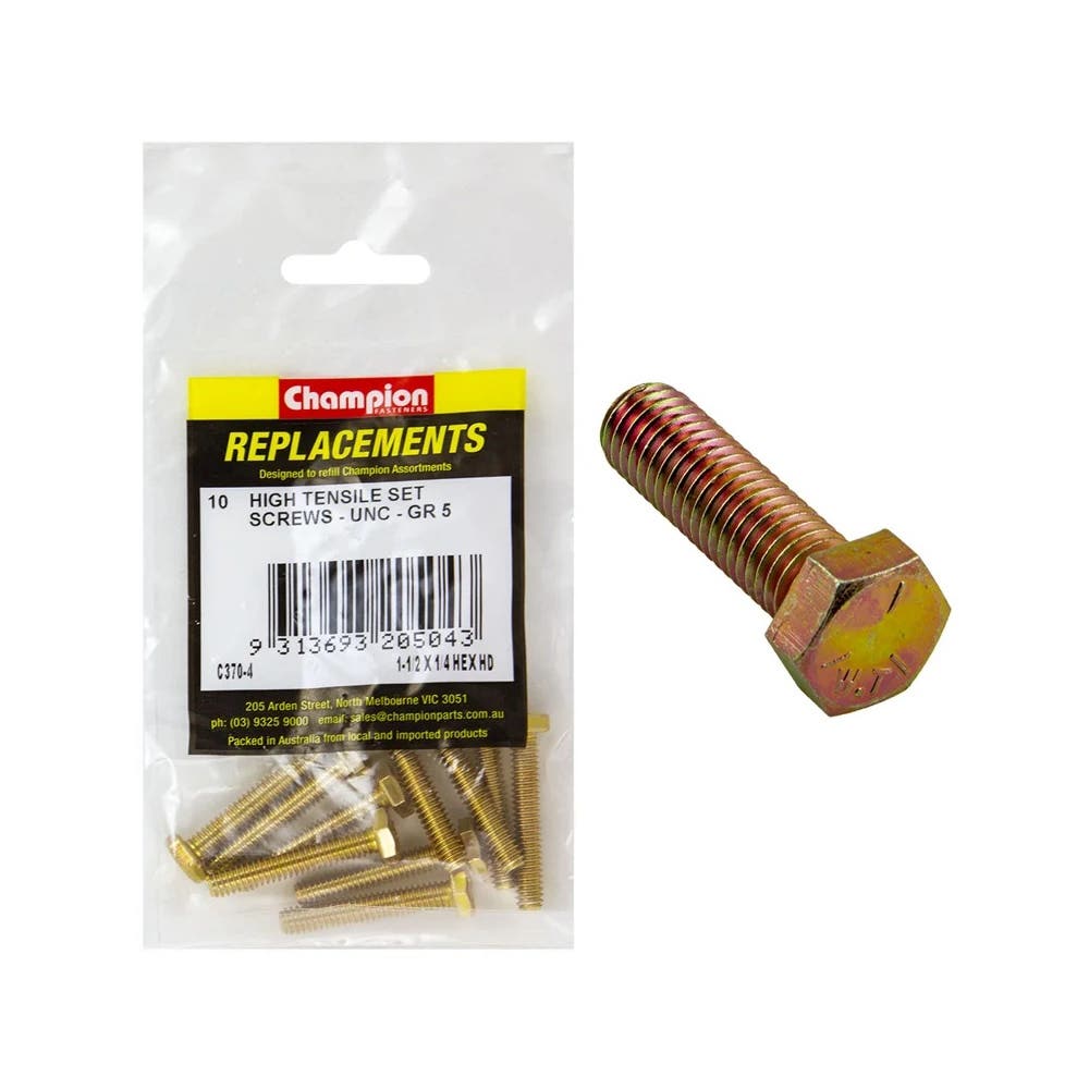 Grab Kit Refill - Screw Set Hex Head Grade 5 Zinc UNC 1/4 x 1-1/2'' Pk 10_98889449_C370-4