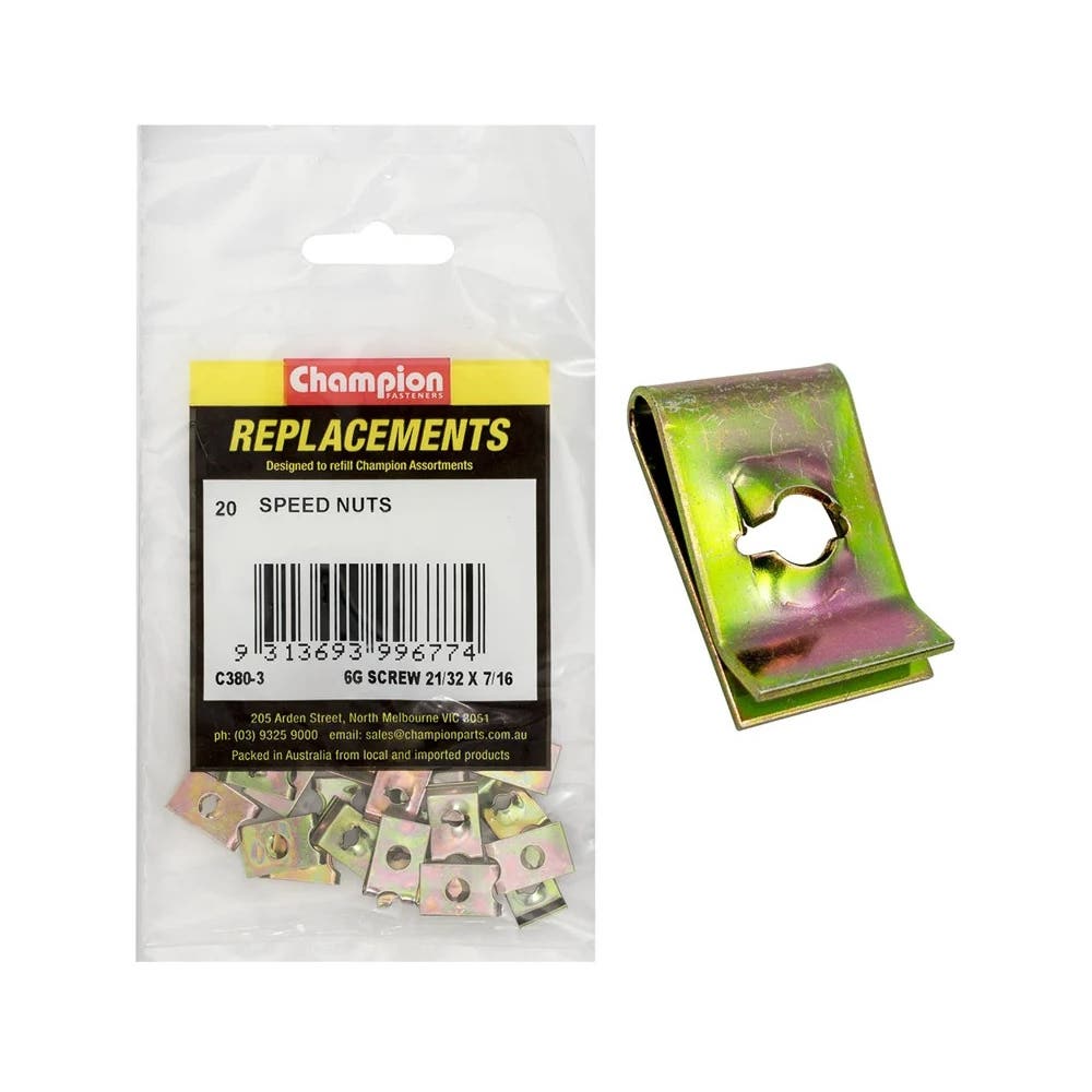 Grab Kit Refill - Nut Speed Zinc Passivated 6G Screw 21/32 x 7/16'' Pk 20_93290162_C380-3