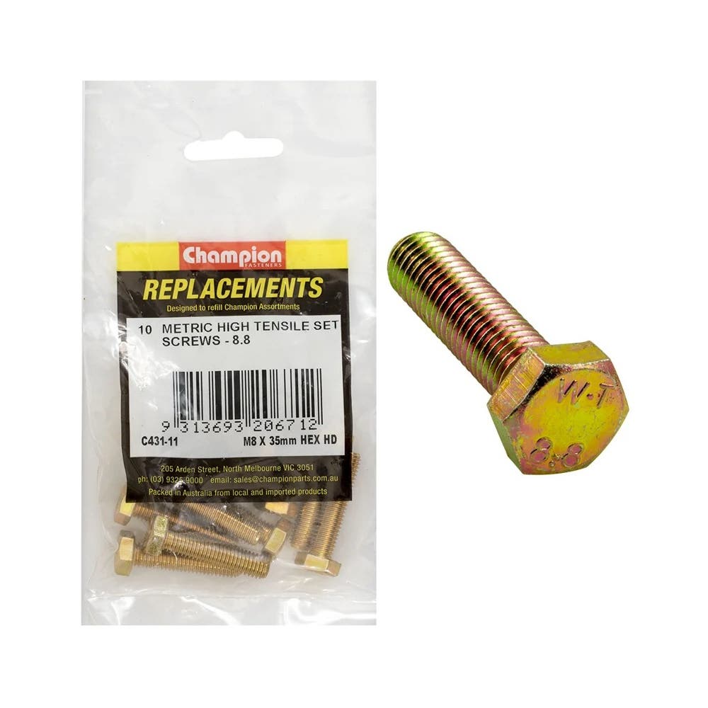 Grab Kit Refill - Screw Set Hex Head Grade 8.8 Zinc 8 x 35mm Pk 10_115305_C431-11