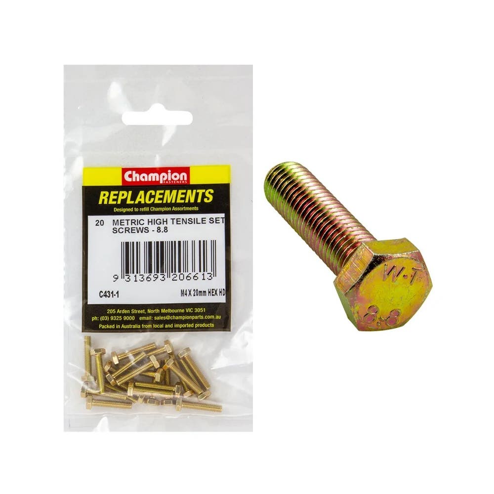 Grab Kit Refill - Screw Set Hex Head Grade 8.8 Zinc 4 x 20mm Pk 20_93290129_C431-1