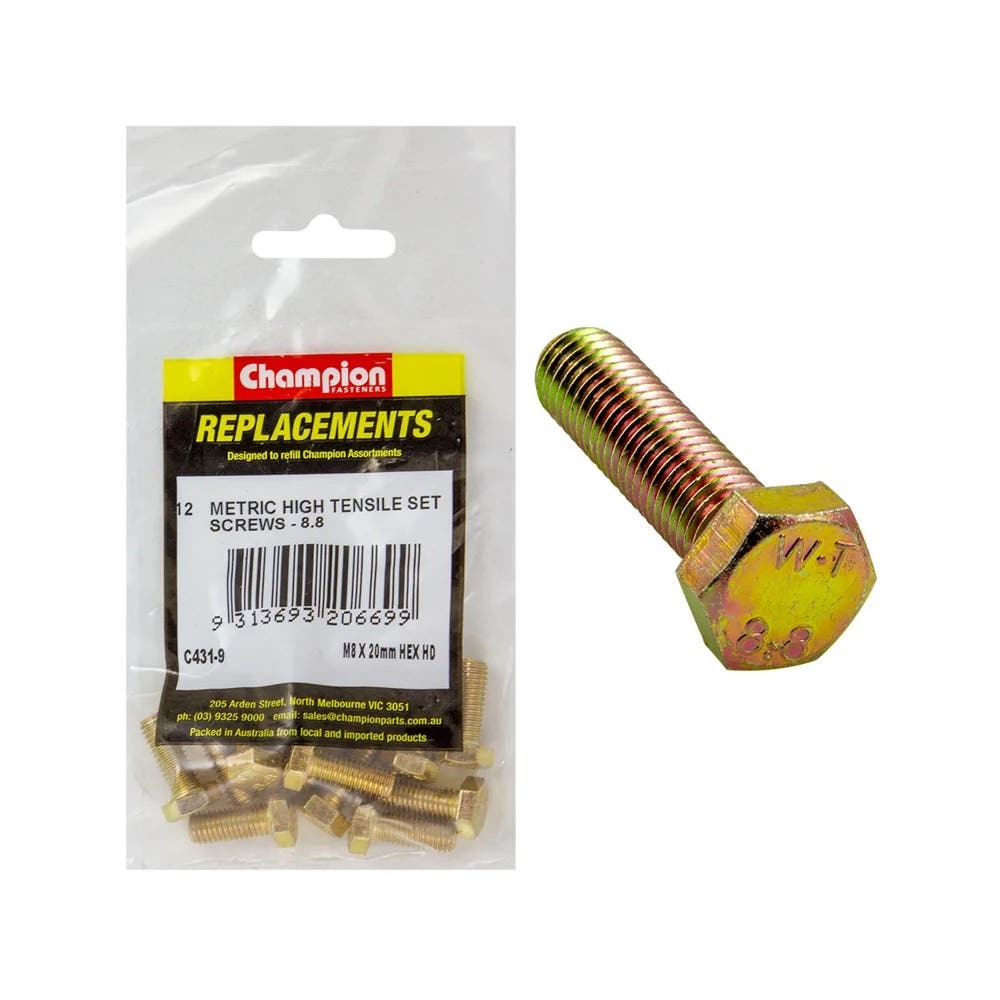 Grab Kit Refill - Screw Set Hex Head Grade 8.8 Zinc 8 x 20mm Pk 12_93298032_C431-9