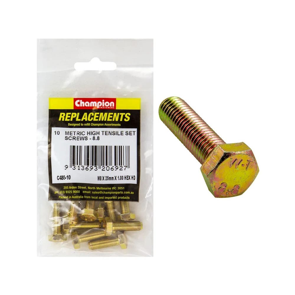 Grab Kit Refill - Bolt Hex Head Grade 8.8 Zinc Fine 8 x 25 x 1.00mm Pk 10_269441_C480-10
