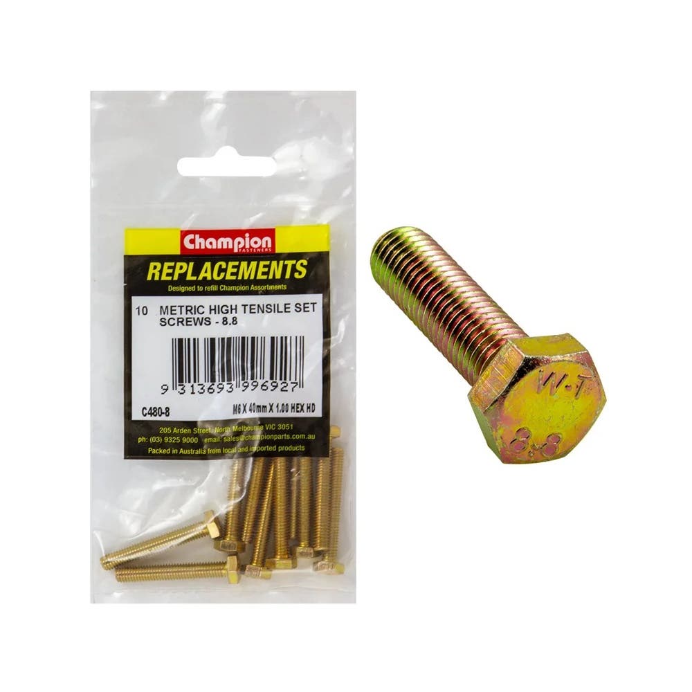Grab Kit Refill - Bolt Hex Head Grade 8.8 Zinc Fine 6 x 40 x 1.00mm Pk 10_269436_C480-8