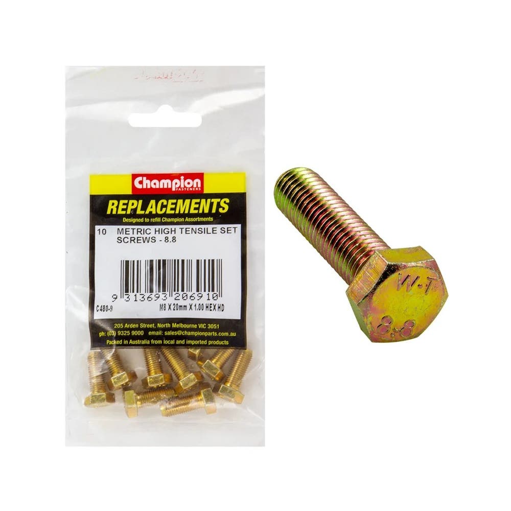 Grab Kit Refill - Bolt Hex Head Grade 8.8 Zinc Fine 8 x 20 x 1.00mm Pk 10_269438_C480-9
