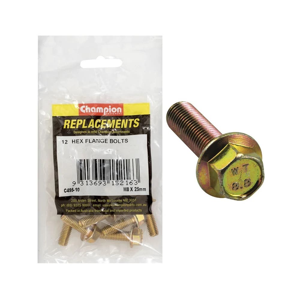 Grab Kit Refill - Hex Flange Bolt/Nut Grade 8.8 Zinc 8 X 25mm Pk 12_254973_C495-10