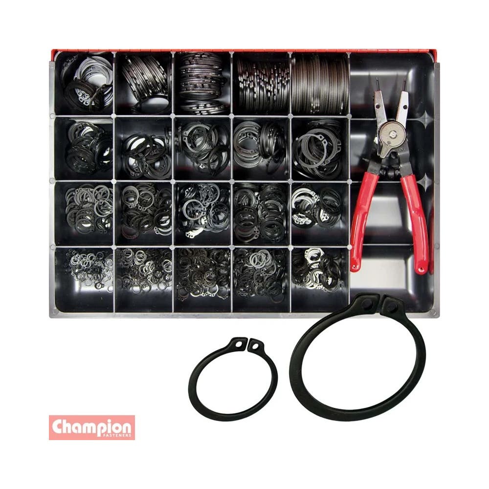Circlip Kit External Imperial 1/4'' - 2'' + Pliers 875 Pieces_35000845_CA5035