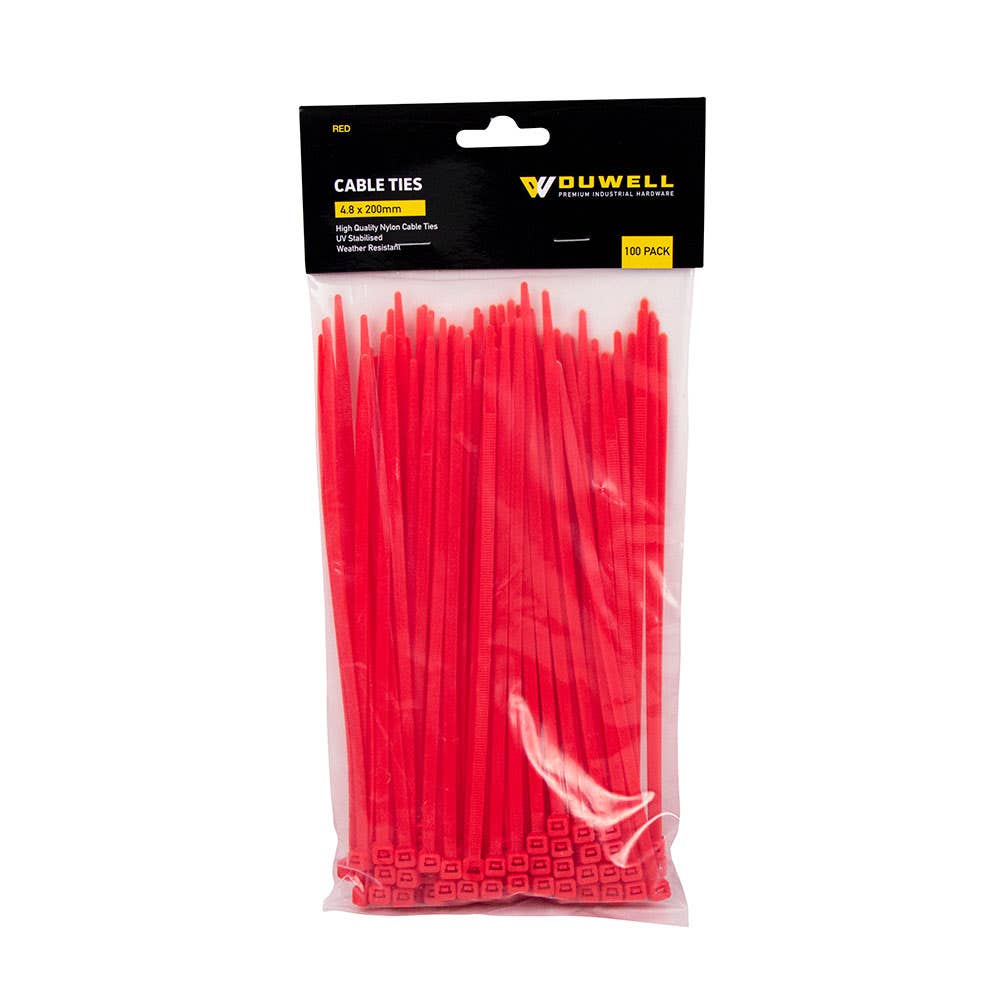 UV Resistant Cable Tie Red 200 x 4.8mm 100 Pk 35600225 CTR48200