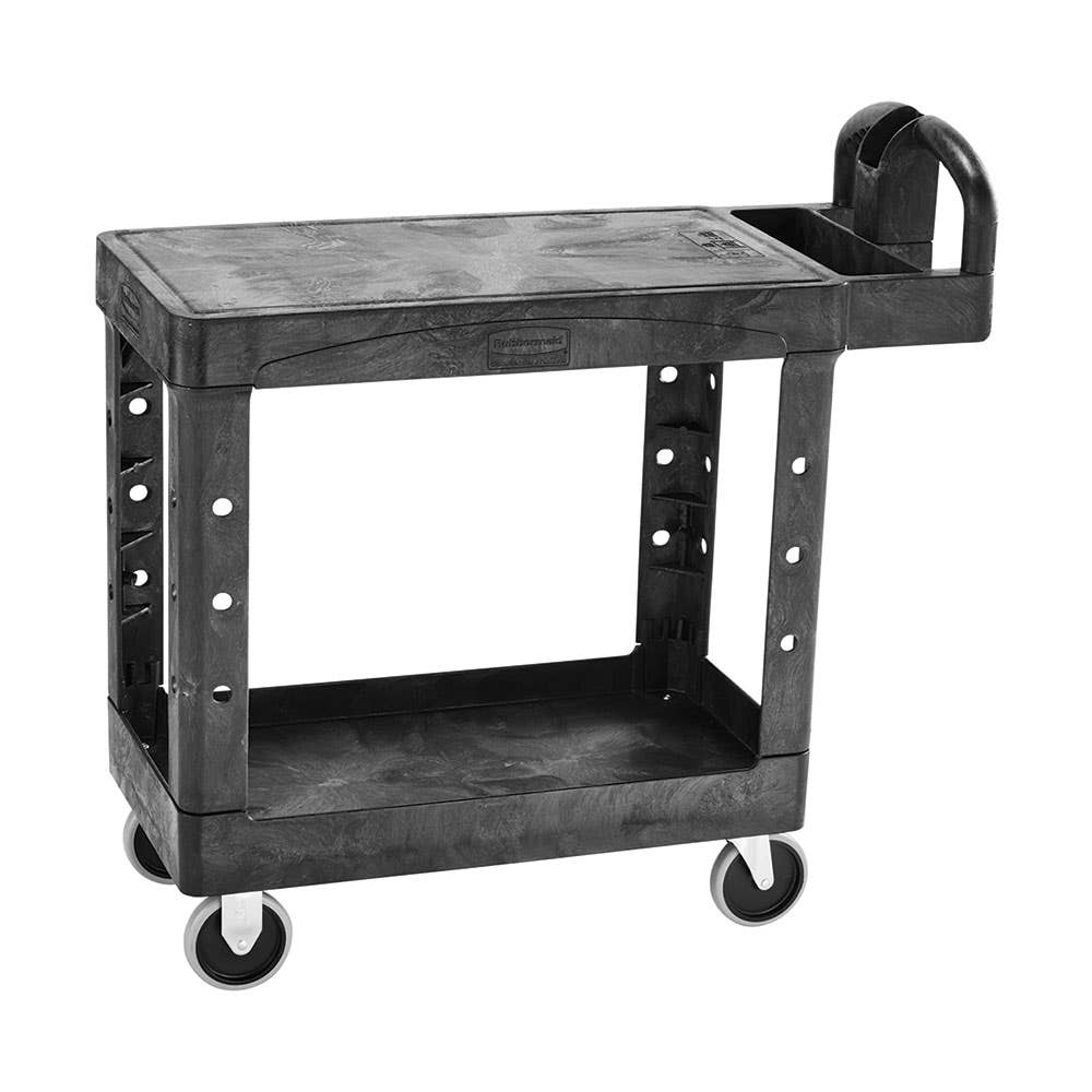 Heavy Duty Flat Shelf Utility Cart Black 962 x 487 x 846mm 91210058 FG450500BLA