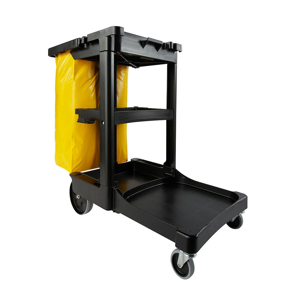 Rubbermaid Cleaning Trolley With Zip Bag FG617388BLA Black 479948 FG617388BLA