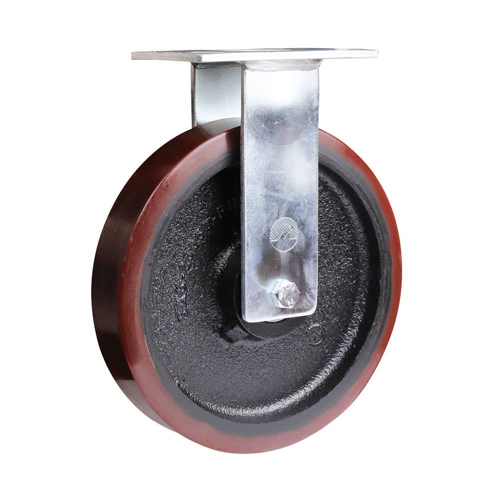 X2 Series Plate Castor Wheel Urethane On Cast Iron Fixed 250mm Brown 40041378 X23AZ95K250