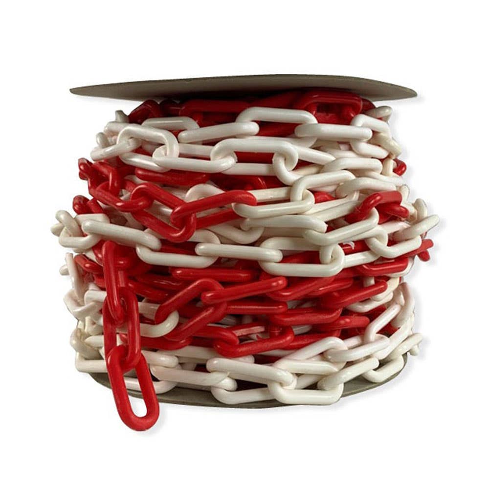 Plastic Chain Red/White 8mm x 25m 402569 BS4014