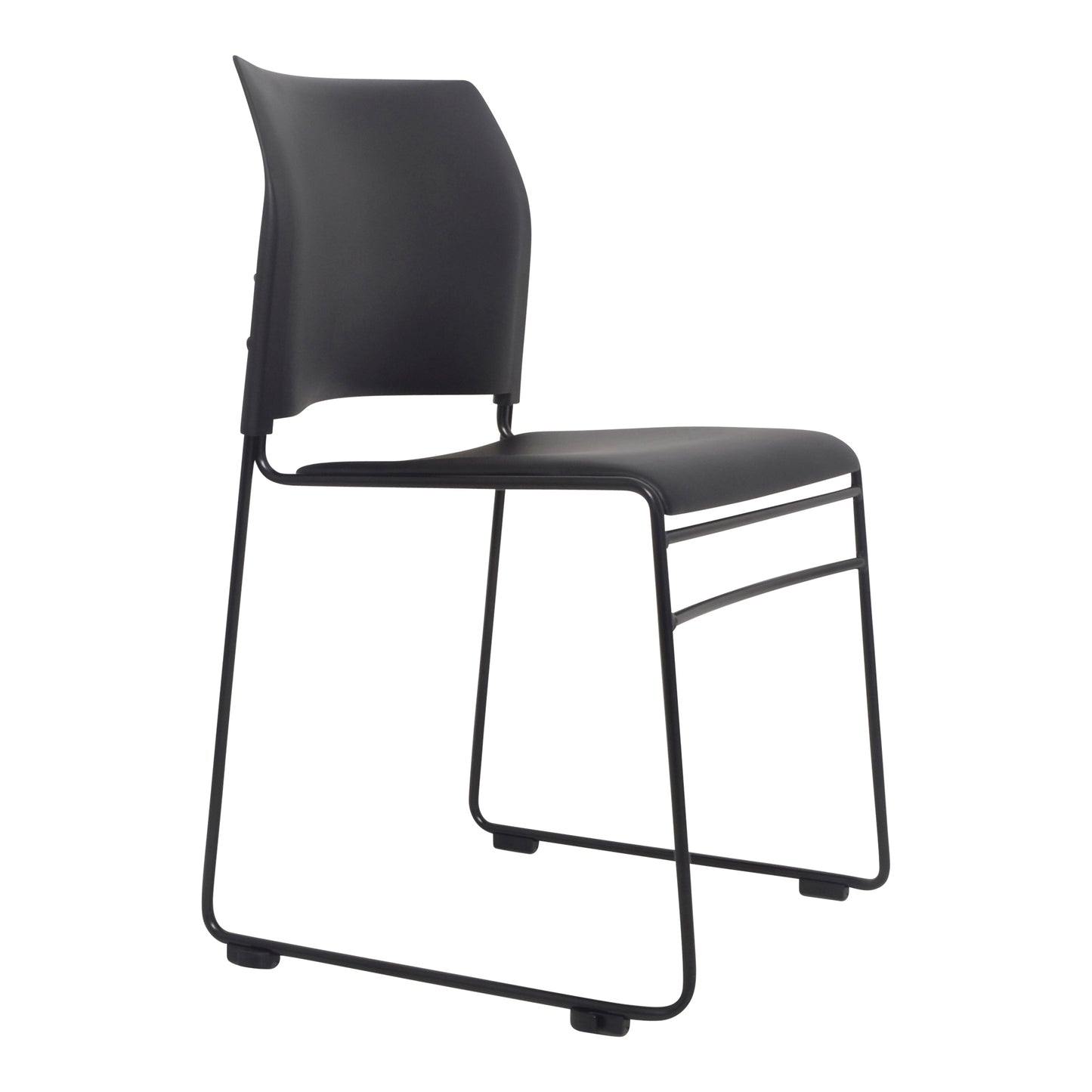 Chair Maxim Sled Chair Upholstered Black Vinyl Seat Chrome Frame_36022224_520-RS-3