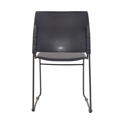 Chair Maxim Sled Chair Upholstered Black Vinyl Seat Silver Frame_36022224_520-RS-3