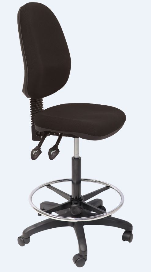 Rapid Ec070Bh High Back Task Drafting Chair 2 Lvr No Arms Black_1057955_EC070BH+DRAFTING KIT