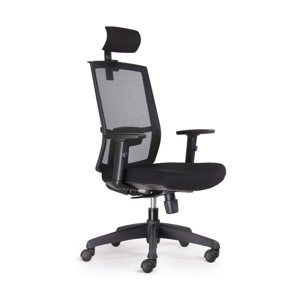 Kal Mesh High Back Task Chair With Headrest And Adjustable Arms Black_40037207_Kal Task+ KALHR Bk