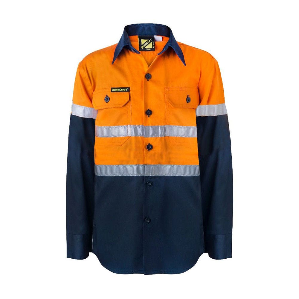 Shirt Orange/Navy Hi Vis With Tape Children Size 12 446059 WSK125