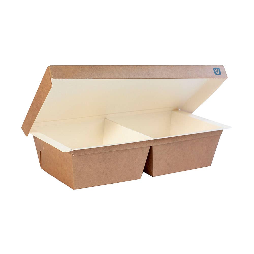 Dual Compartment Rectangular Container Brown 1000ml 165 Pk 40036873 EC-CC1000