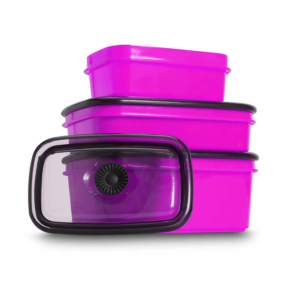 3 Piece Assorted Crib Container Set Pink & Black 40047865 RX11L001PK