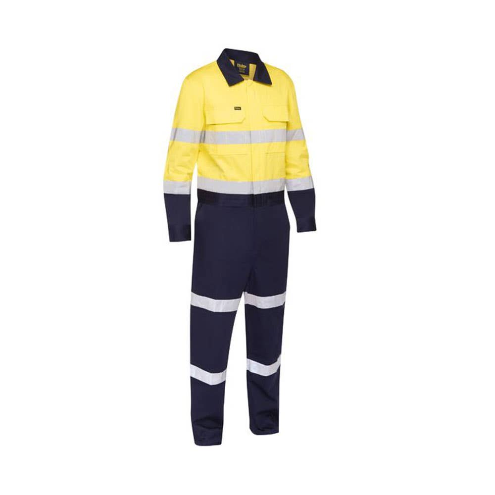 Coverall Hi Vis Yellow/Navy Cotton Drill 240gsm Tape Waist Zip 102R Bisley_40024932_BC6066T_TT01R02