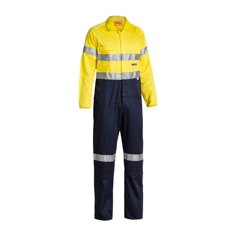 BC6719TW Hi-Vis Cotton Drill Taped 190gsm Coveralls Yellow/Navy 74L_36001192_BC6719TW_TT01L74